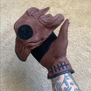 Loser Machine Co Leather Gloves, Brown, Small.
